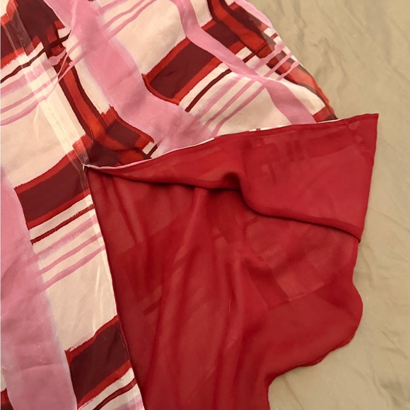 Zara Pink and Red Plaid Sheer Skirt - Picture 5 of 7